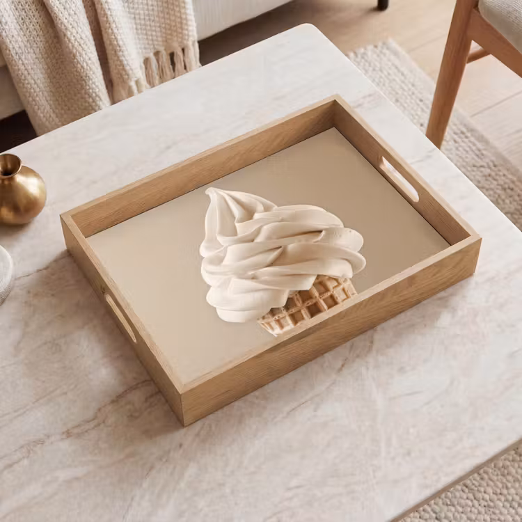 Dienblad - IJs - Softijs - Romig - Hoorntje - Beige — 2