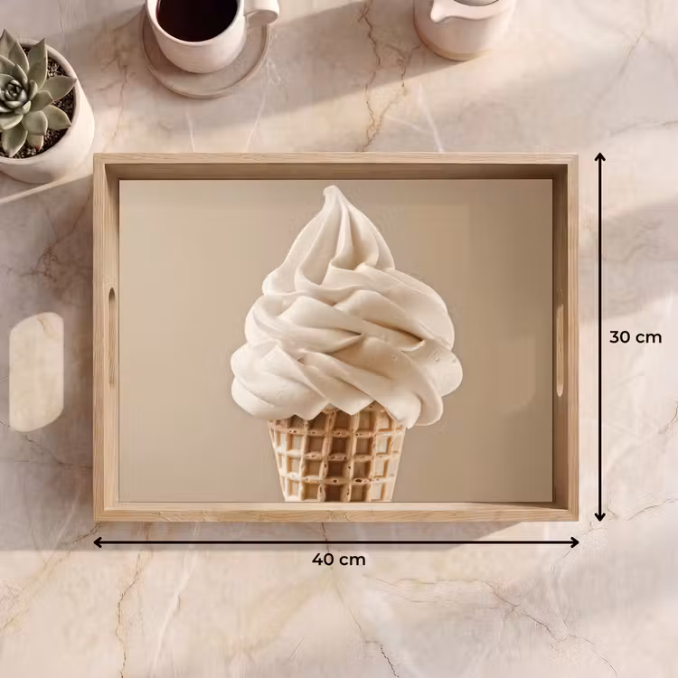 Dienblad - IJs - Softijs - Romig - Hoorntje - Beige — 9