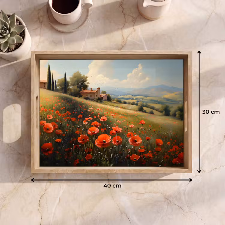 Dienblad - Klaprozen - Rood - Heuvels - Landschap — 9