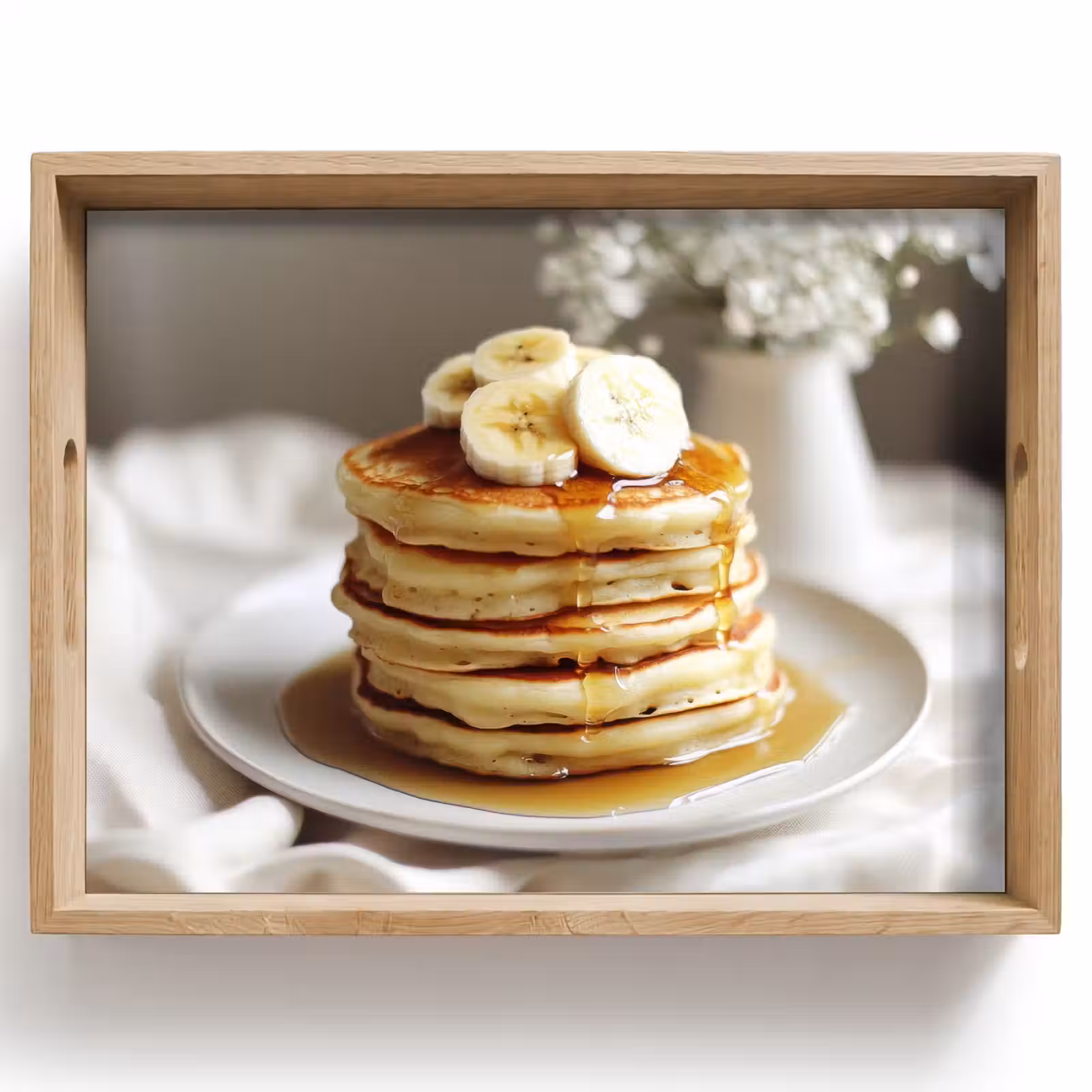 Dienblad - Pannenkoeken - Banaan - Siroop - Wit - Beige — 1
