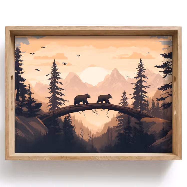 Dienblad - Beren - Bomen - Landschap - Zonsondergang — 1