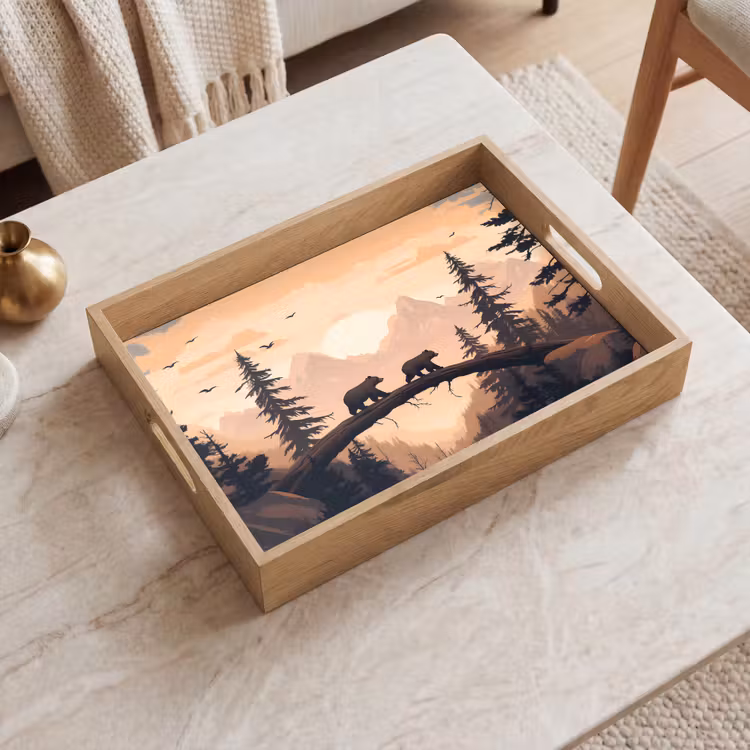 Dienblad - Beren - Bomen - Landschap - Zonsondergang — 2