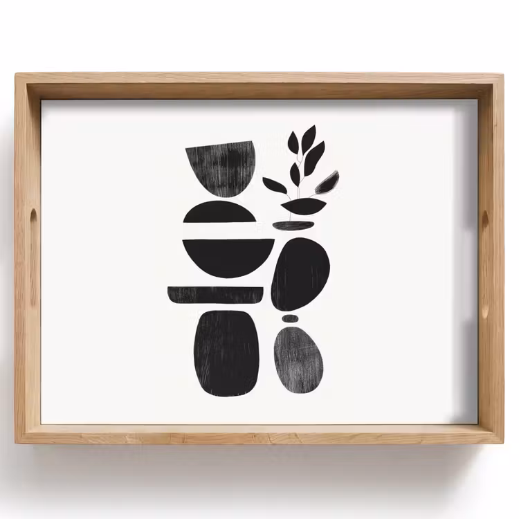 Dienblad - Japandi - Zwart - Abstract — 1
