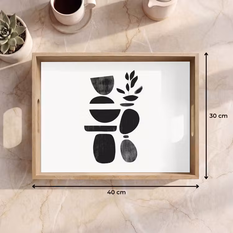 Dienblad - Japandi - Zwart - Abstract — 9