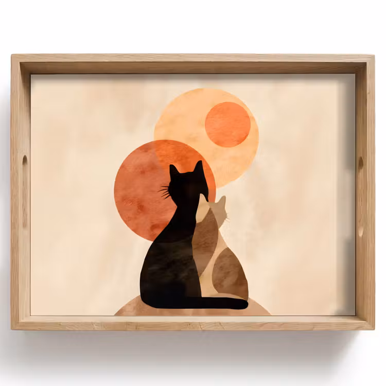 Dienblad - Katten - Zwart - Abstract - Cirkels — 1