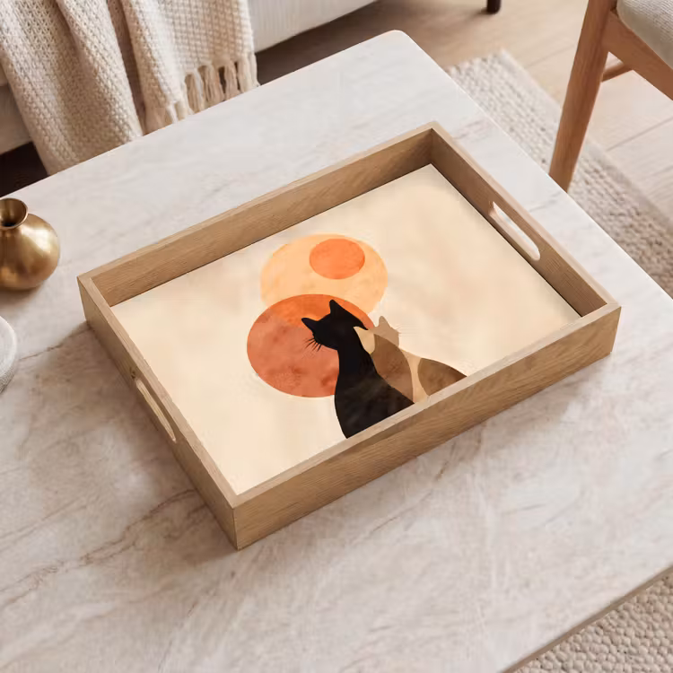 Dienblad - Katten - Zwart - Abstract - Cirkels — 2