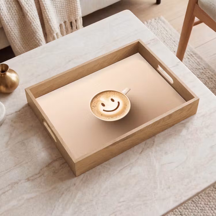 Dienblad - Koffie - Melkschuim - Lach - Beige — 2