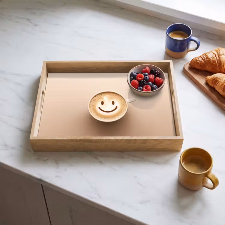 Dienblad - Koffie - Melkschuim - Lach - Beige — 4
