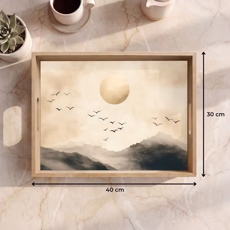 Dienblad - Landschap - Japandi - vogel — 9