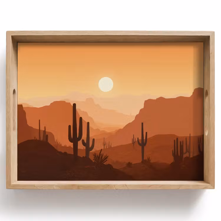 Dienblad - Landschap - Woestijn - Cactussen - Zon — 1