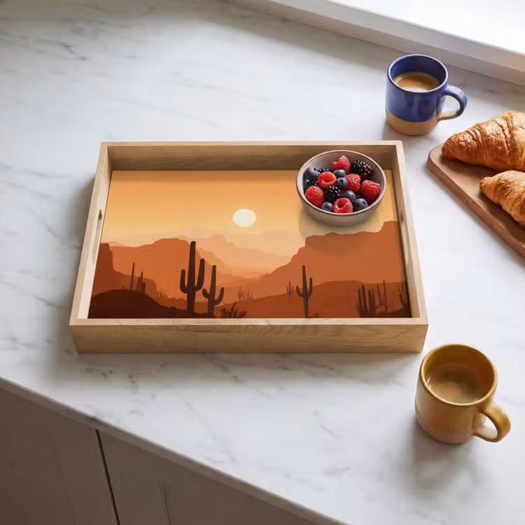 Dienblad - Landschap - Woestijn - Cactussen - Zon — 4