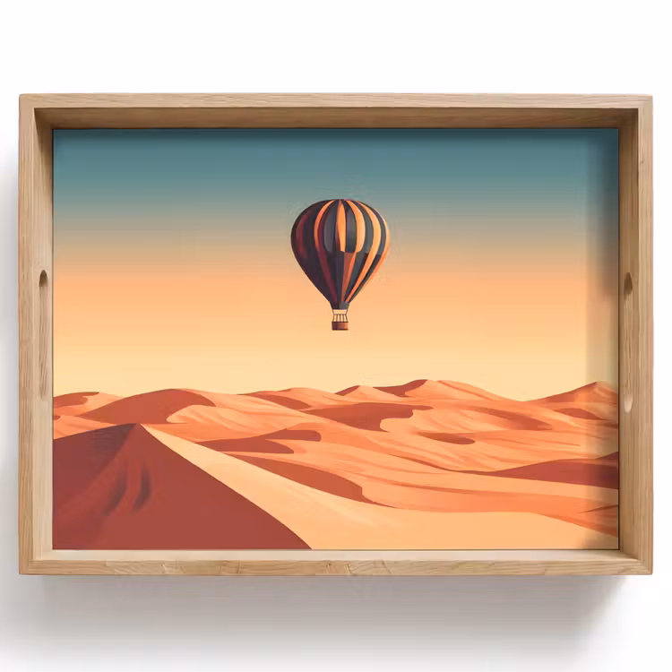Dienblad - Luchtballon - Woestijn - Zonsondergang - Blauw — 1