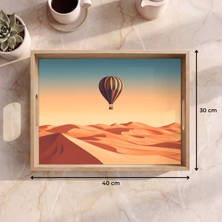 Dienblad - Luchtballon - Woestijn - Zonsondergang - Blauw — 9
