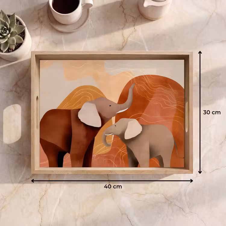 Dienblad - Olifanten - Oranje - Abstract — 9