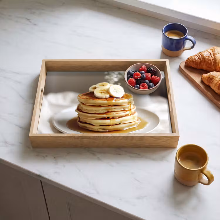 Dienblad - Pannenkoeken - Banaan - Siroop - Wit - Beige — 4