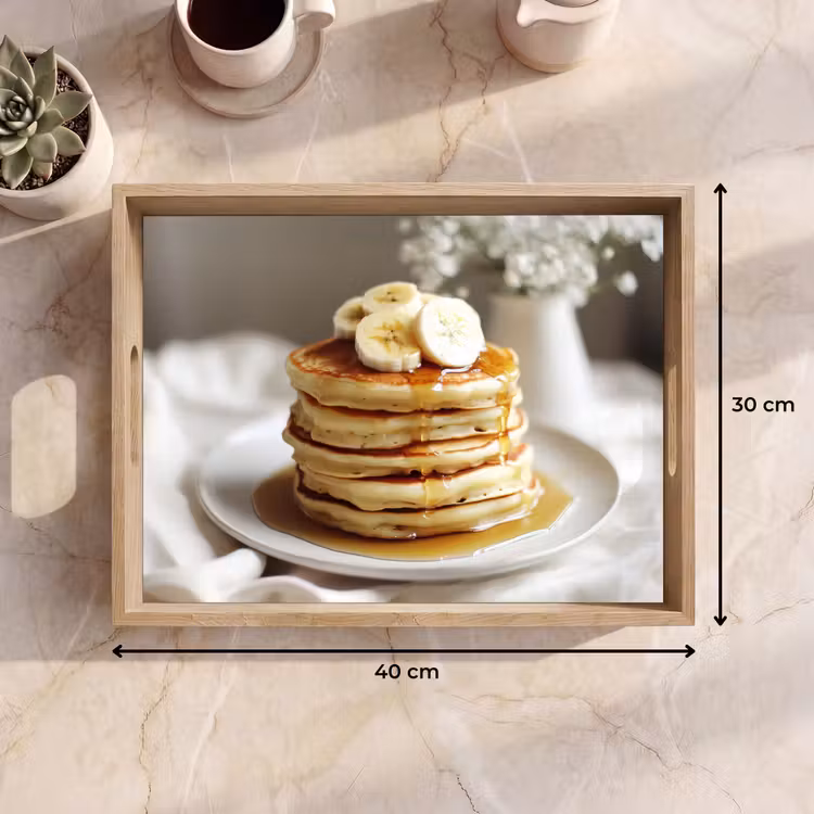 Dienblad - Pannenkoeken - Banaan - Siroop - Wit - Beige — 9