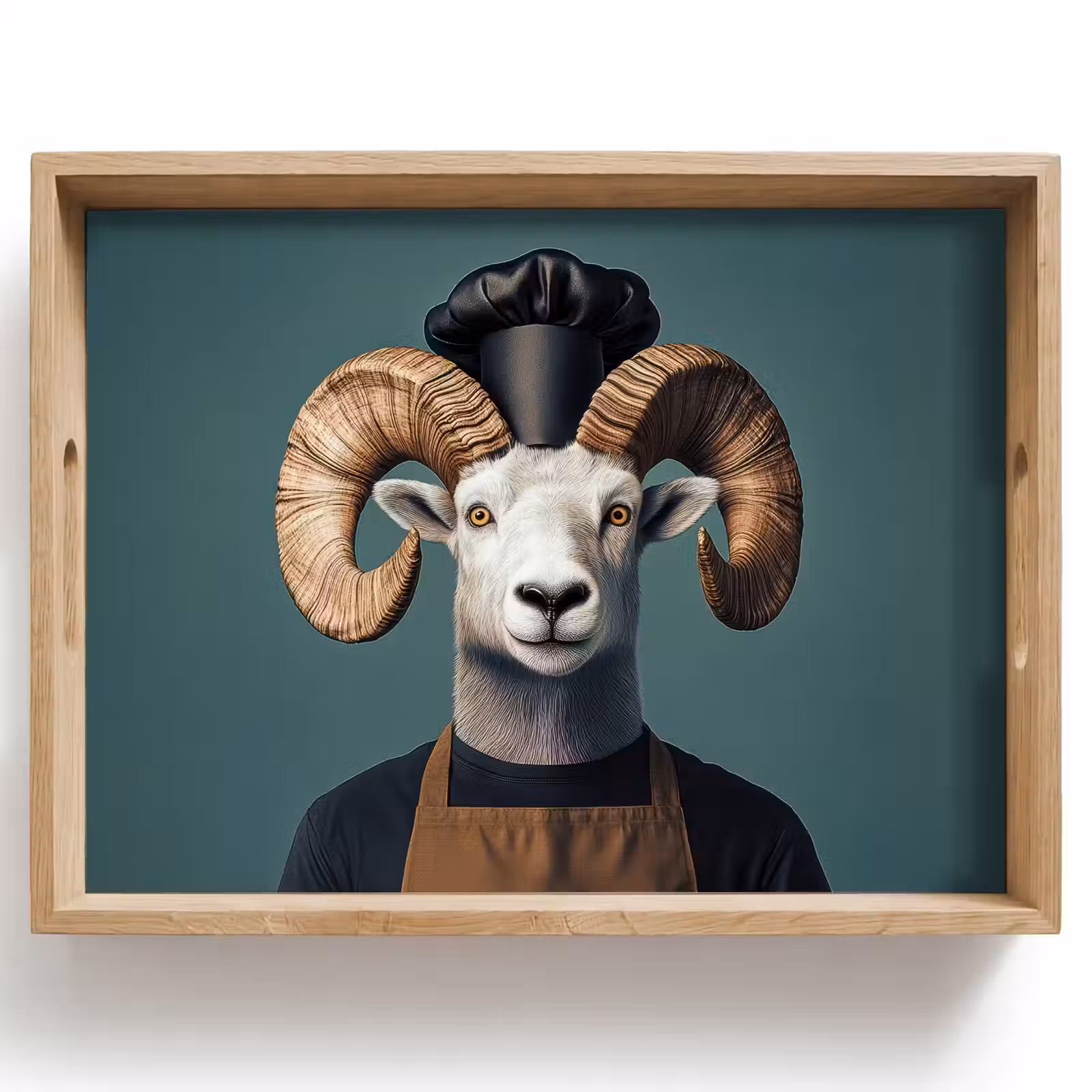 Dienblad - Geit - Hoorns - Kokskleding — 1