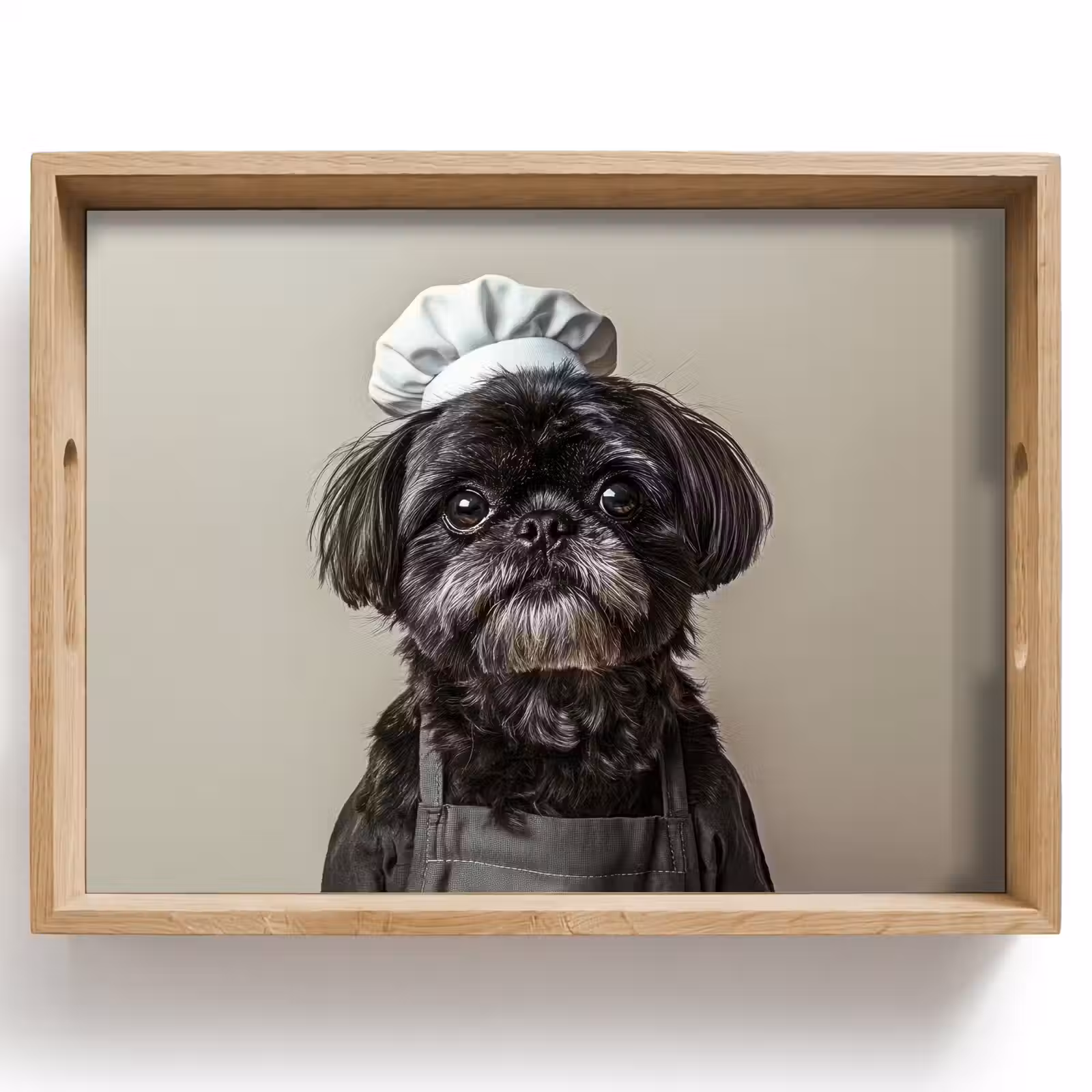 Dienblad - Kokskleding - Zwart - Hondje — 1