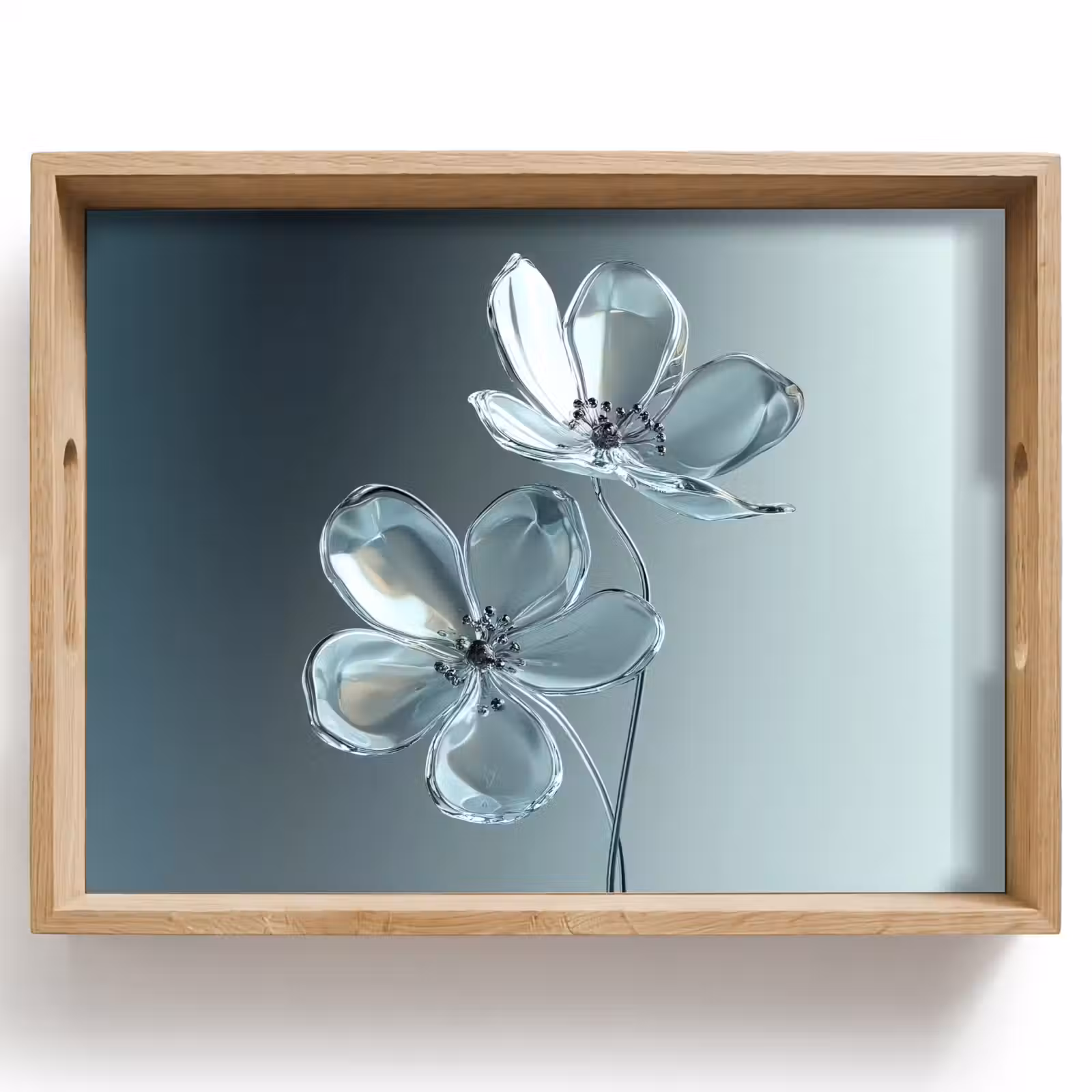 Dienblad - Kristal - Bloemen - Grijs — 1