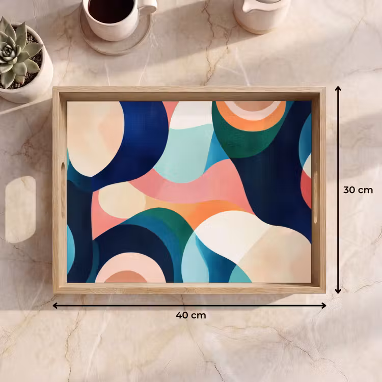 Dienblad - Abstract - Blauw - Roze — 9