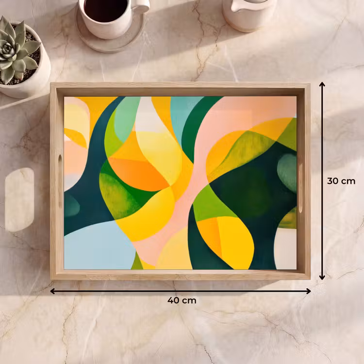 Dienblad - Abstract - Geel - Roze - Groen — 9