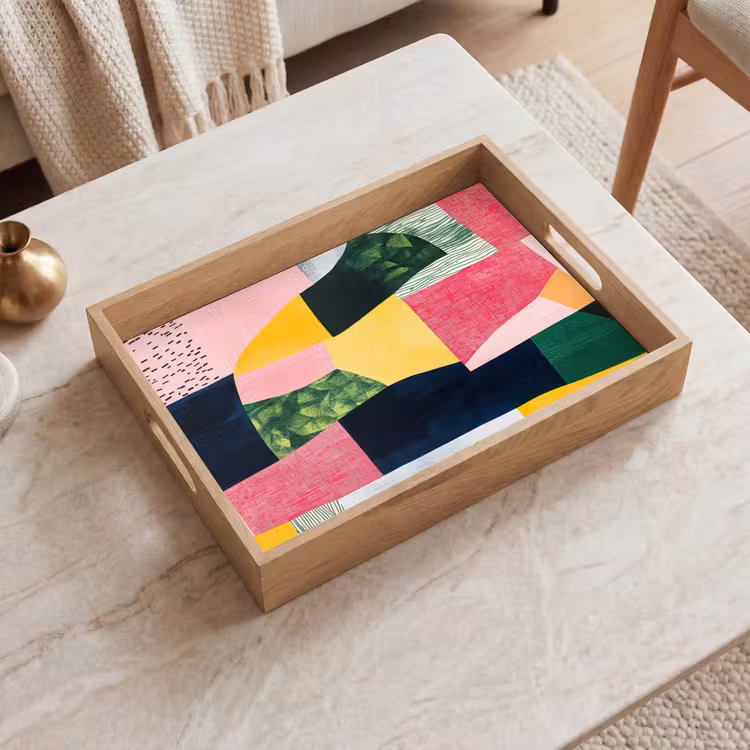Dienblad - Abstract - Roze - Lappen - Vormen - Geel — 2