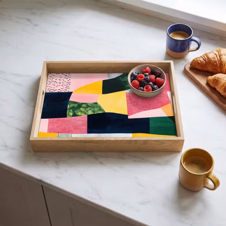 Dienblad - Abstract - Roze - Lappen - Vormen - Geel — 4