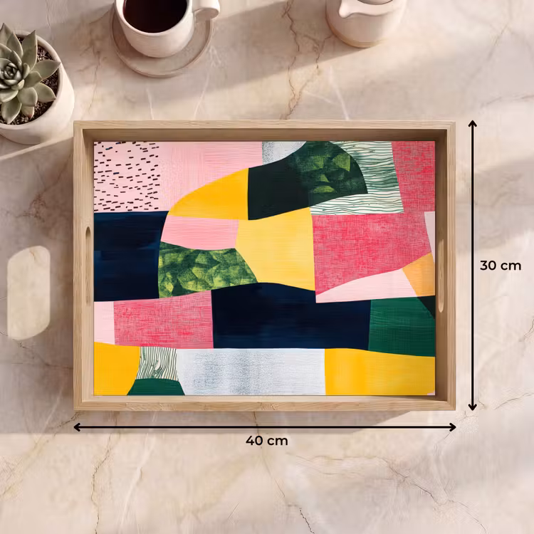 Dienblad - Abstract - Roze - Lappen - Vormen - Geel — 9
