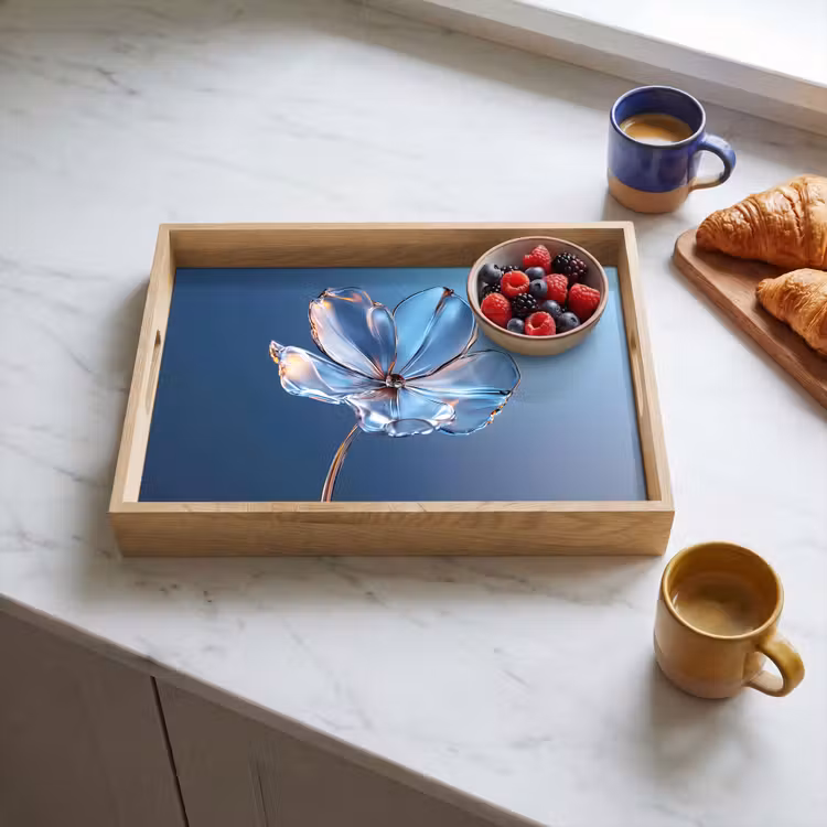 Dienblad - Blauw - Bloem - Glazen - Sierlijk — 4