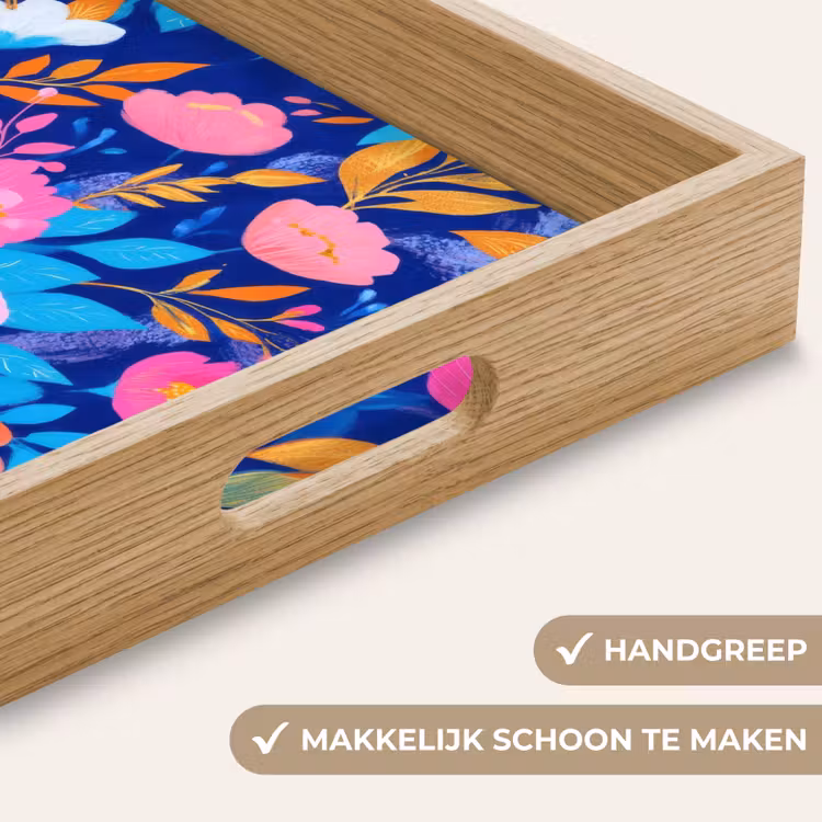 Dienblad - Bloemen - Blauw - Roze — 5