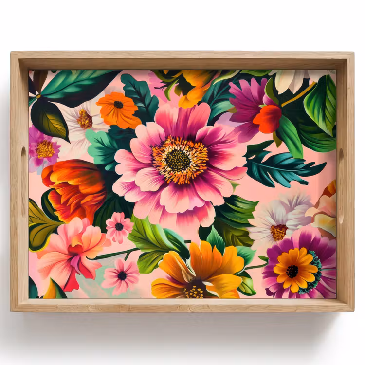 Dienblad - Bloemen - Kleurrijk - Roze — 1