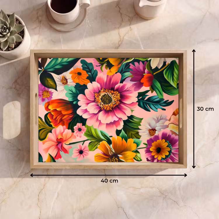 Dienblad - Bloemen - Kleurrijk - Roze — 9