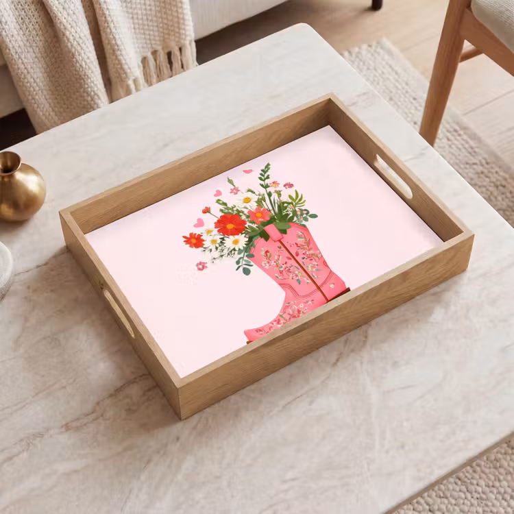 Dienblad - Cowboylaarzen - Roze - Boeket - Bloemen — 2