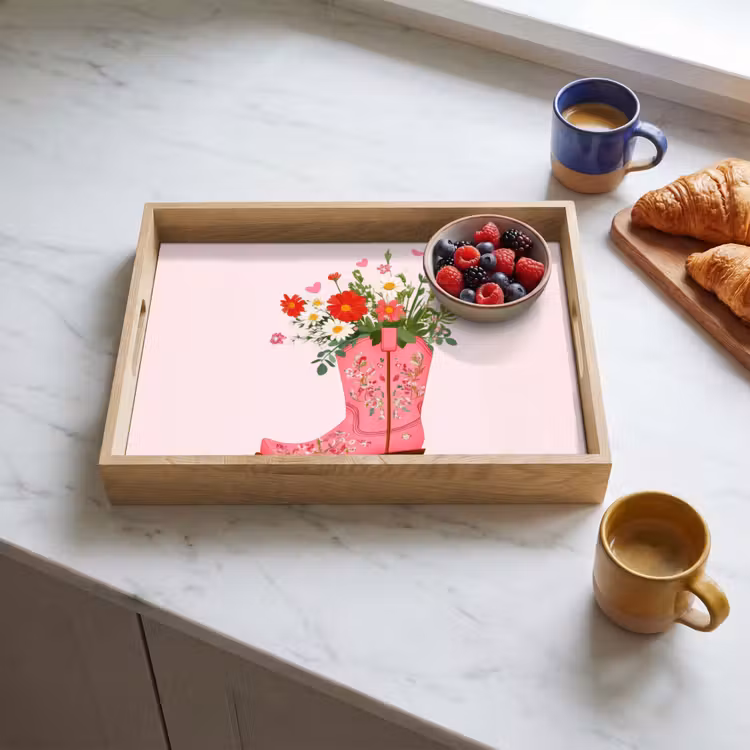 Dienblad - Cowboylaarzen - Roze - Boeket - Bloemen — 4