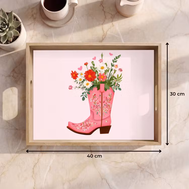 Dienblad - Cowboylaarzen - Roze - Boeket - Bloemen — 9