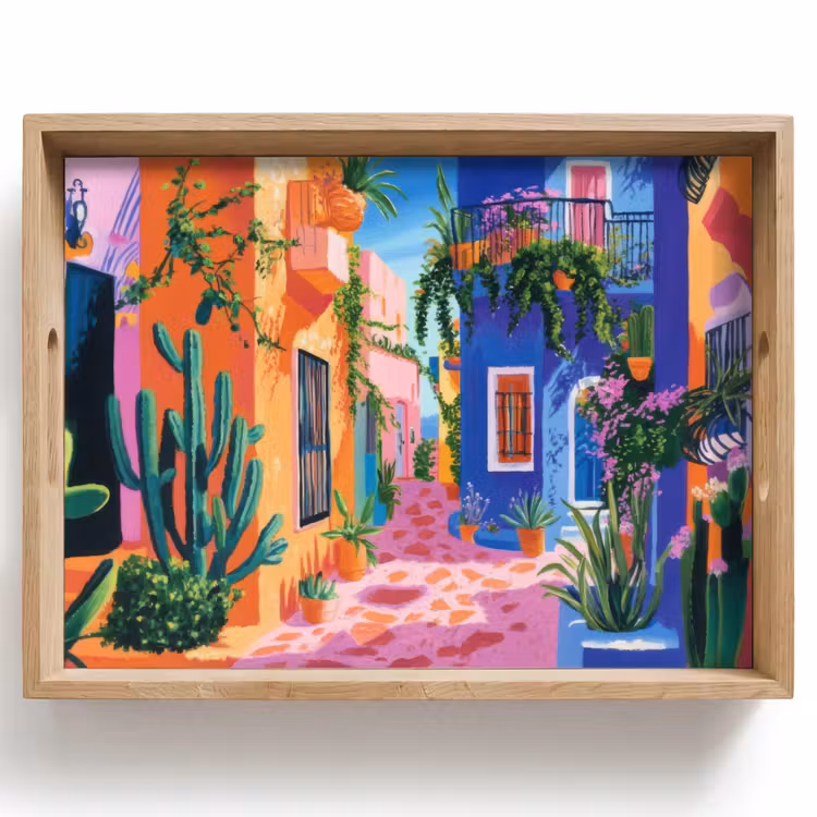 Dienblad - Geel - Blauw - Oranje - Huis — 1