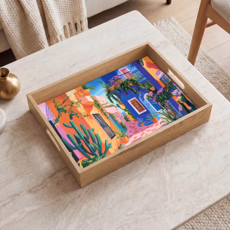 Dienblad - Geel - Blauw - Oranje - Huis — 2