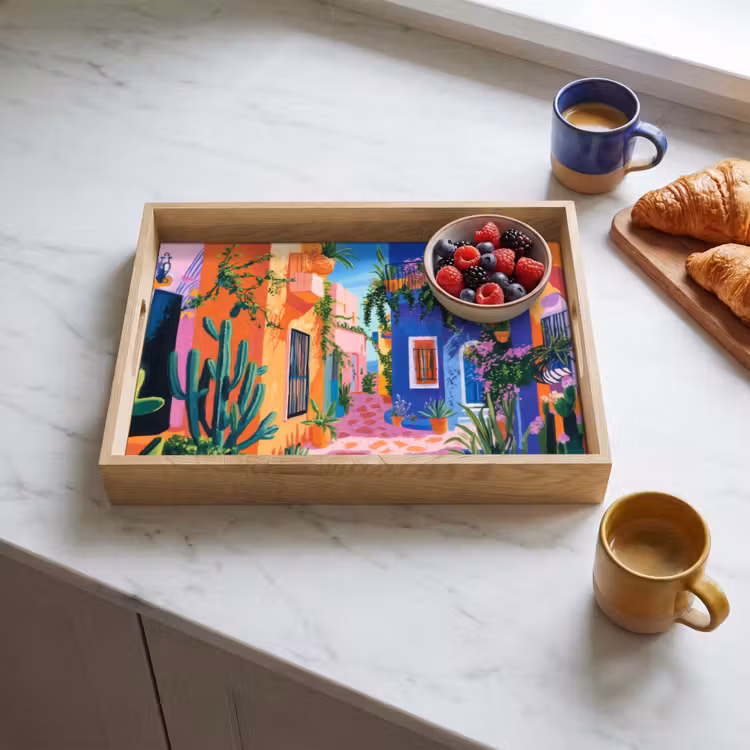 Dienblad - Geel - Blauw - Oranje - Huis — 4