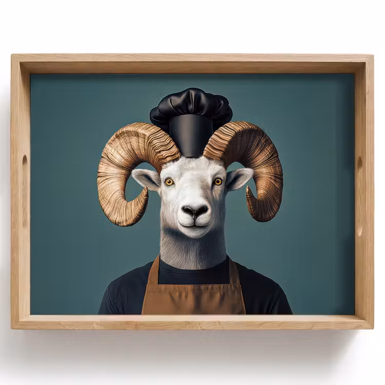 Dienblad - Geit - Hoorns - Kokskleding — 1