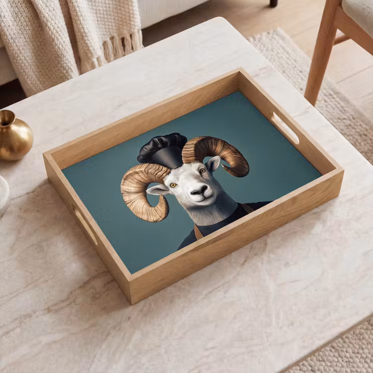 Dienblad - Geit - Hoorns - Kokskleding — 2