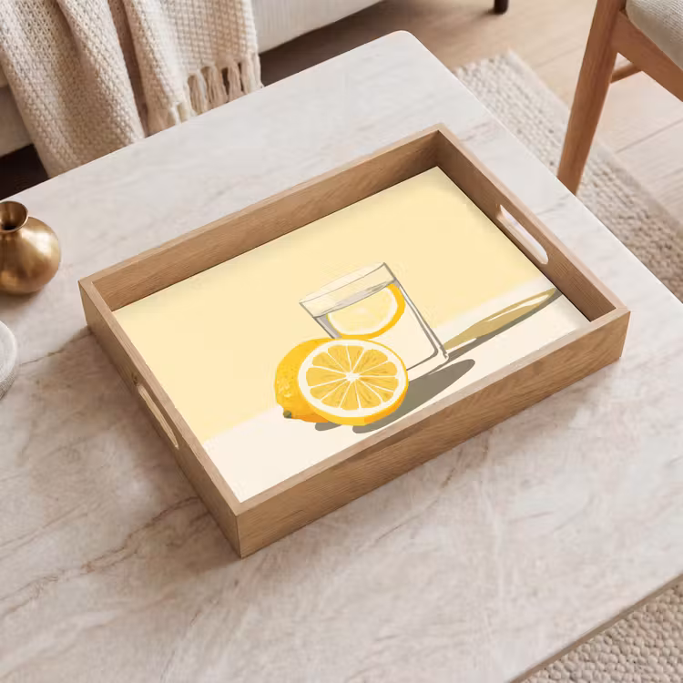 Dienblad - Glas - Citroenschijfjes - Geel — 2