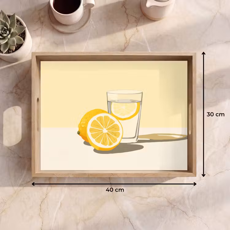 Dienblad - Glas - Citroenschijfjes - Geel — 9