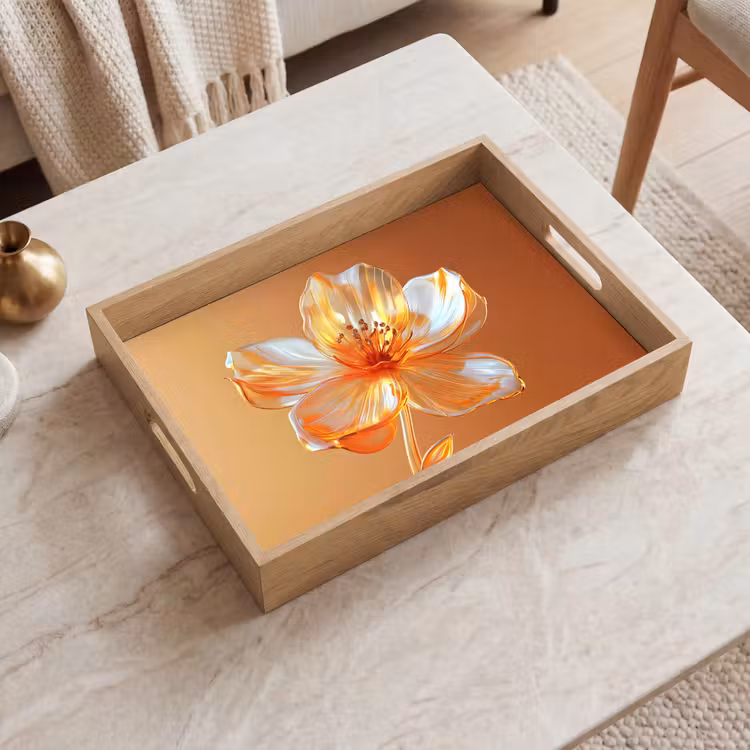 Dienblad - Glazen - Bloem - Oranje — 2