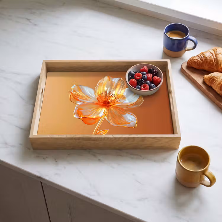 Dienblad - Glazen - Bloem - Oranje — 4