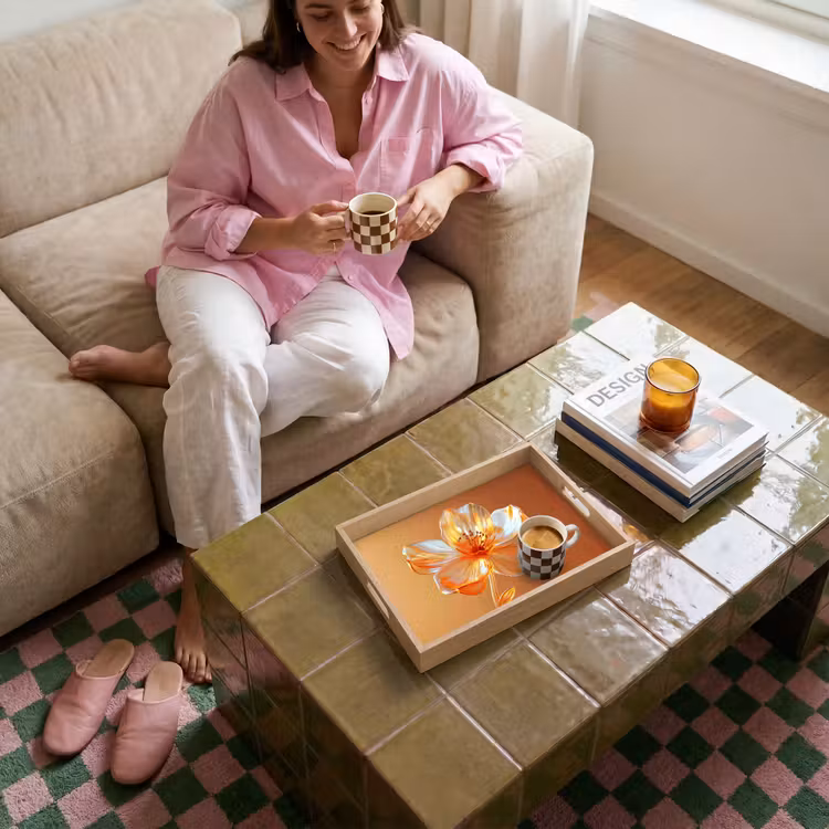 Dienblad - Glazen - Bloem - Oranje — 6
