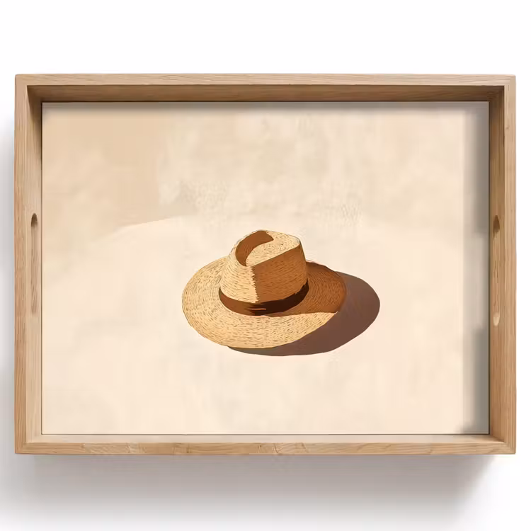 Dienblad - Hoed - Minimalistisch - Schaduw - Beige — 1