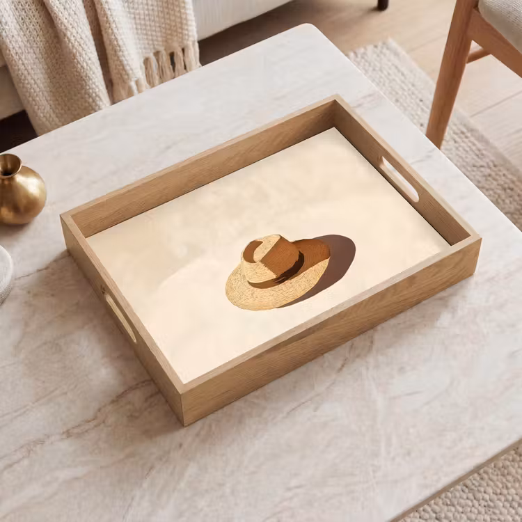 Dienblad - Hoed - Minimalistisch - Schaduw - Beige — 2