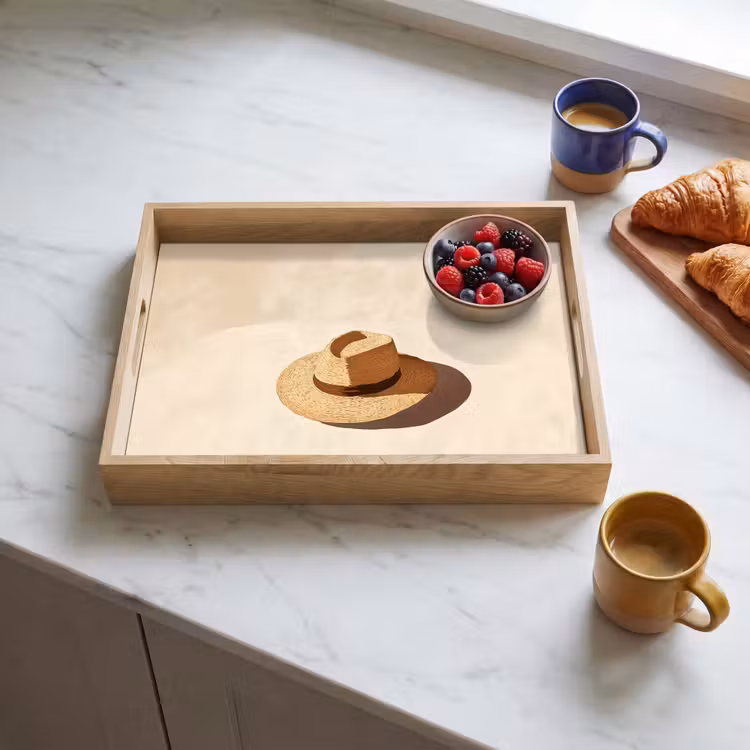 Dienblad - Hoed - Minimalistisch - Schaduw - Beige — 4