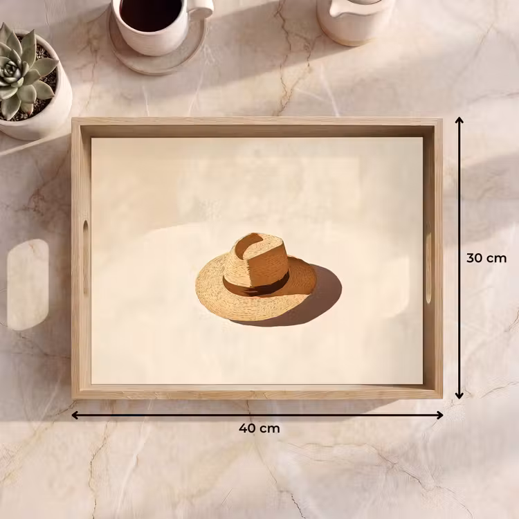 Dienblad - Hoed - Minimalistisch - Schaduw - Beige — 9