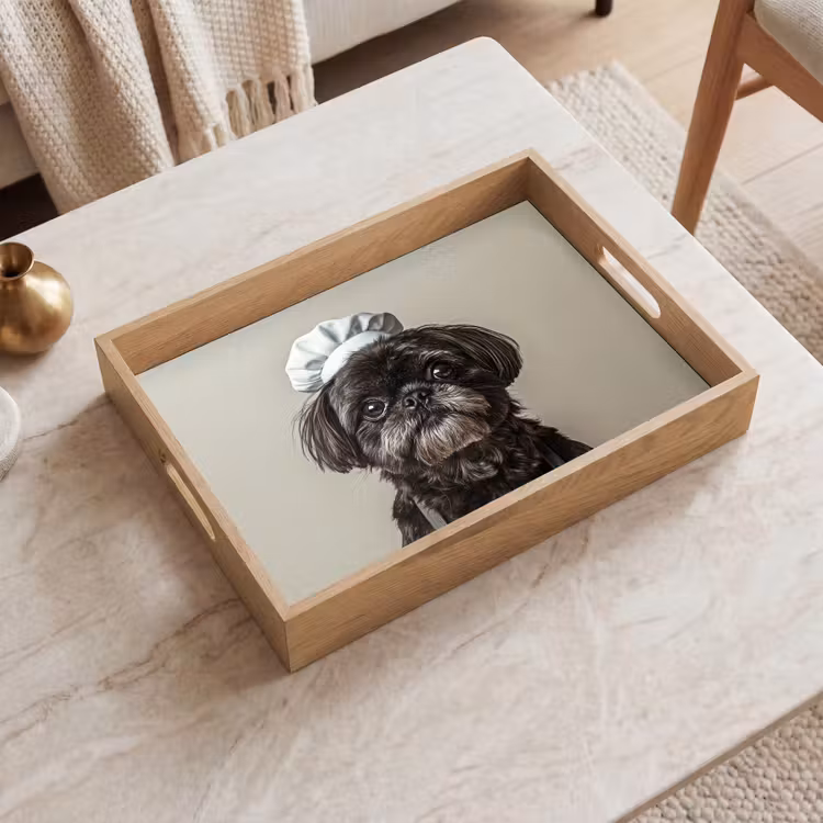 Dienblad - Kokskleding - Zwart - Hondje — 2